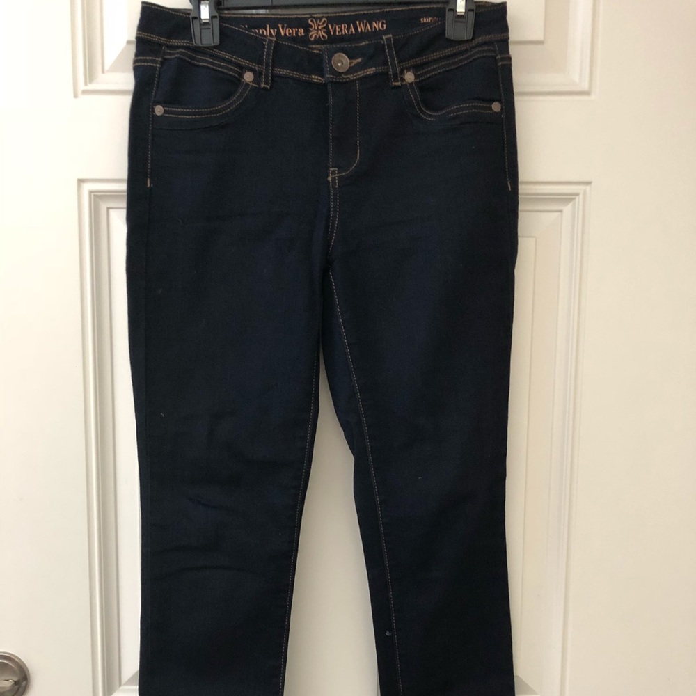 Vera Wang Dark Denim Skinny Jeans